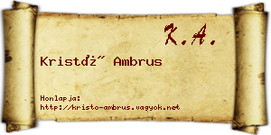Kristó Ambrus névjegykártya