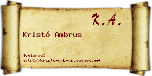 Kristó Ambrus névjegykártya